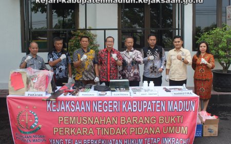 Pengelolaan Barang Bukti dan Barang Rampasan Melaksanakan Pemusnahan Barang Bukti Perkara Tindak Pidana Umum yang telah berkekuatan Hukum Tetap (INKRACHT)