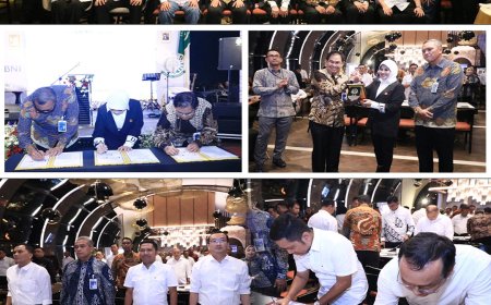 Penandatangan Perjanjian Kerjasama Bidang Hukum Perdata dan Tata Usaha Negara sekaligus Bidang Pembinaan yang berkaitan dengan Pembukaan dan Pengelolaan Rekening Lainnya (RPL) dengan PT Bank Negara Indonesia (Persero) Tbk. Kantor Wilayah 06 dan Kantor Wilayah 18