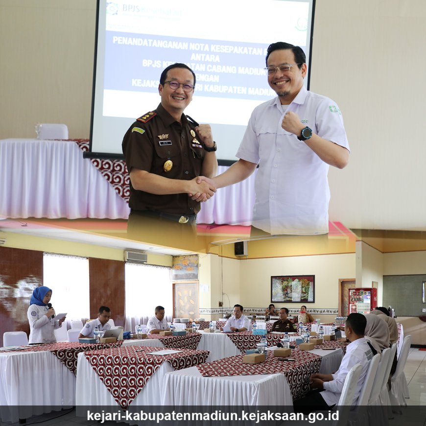 Pembahasan dan Penandatanganan Perpanjangan Kerjasama (MOU) antara Kejaksaan Negeri Kabupaten Madiun melalui bidang Perdata dan Tata Usaha Negara dengan BPJS Kesehatan Madiun