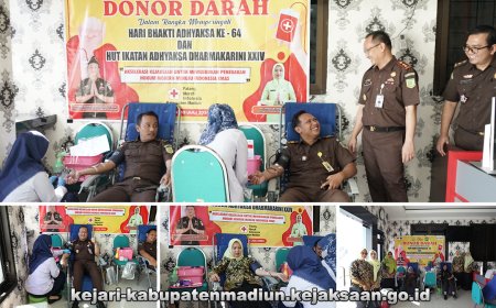 Kegiatan Donor Darah dalam rangka peringatan Hari Bhakti Adhyaksa Ke- 64 dan Hari Ulang Tahun Ikatan Adhyaksa Dharmakarini ke-24 Tahun 2024