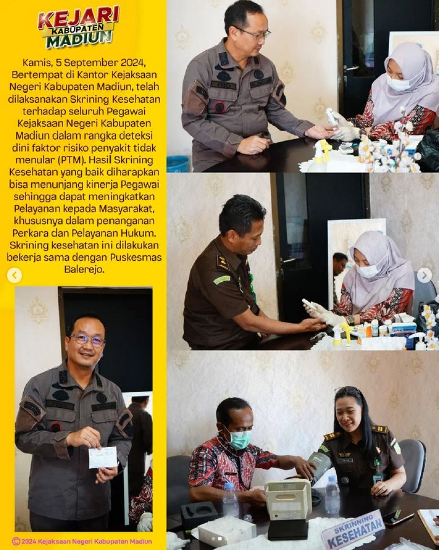 Skrining Kesehatan terhadap seluruh Pegawai Kejaksaan Negeri Kabupaten Madiun