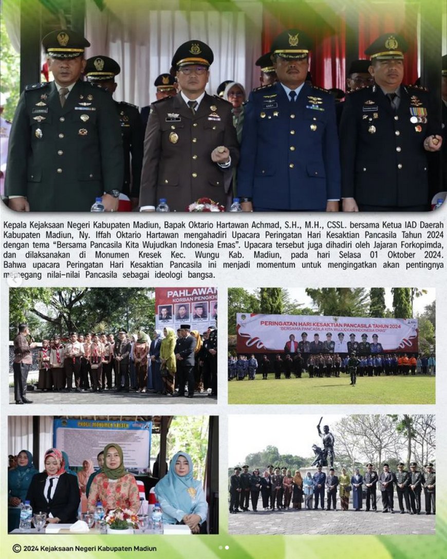 Kepala Kejaksaan Negeri Kabupaten Madiun menghadiri Upacara Peringatan Hari Kesaktian Pancasila Tahun 2024