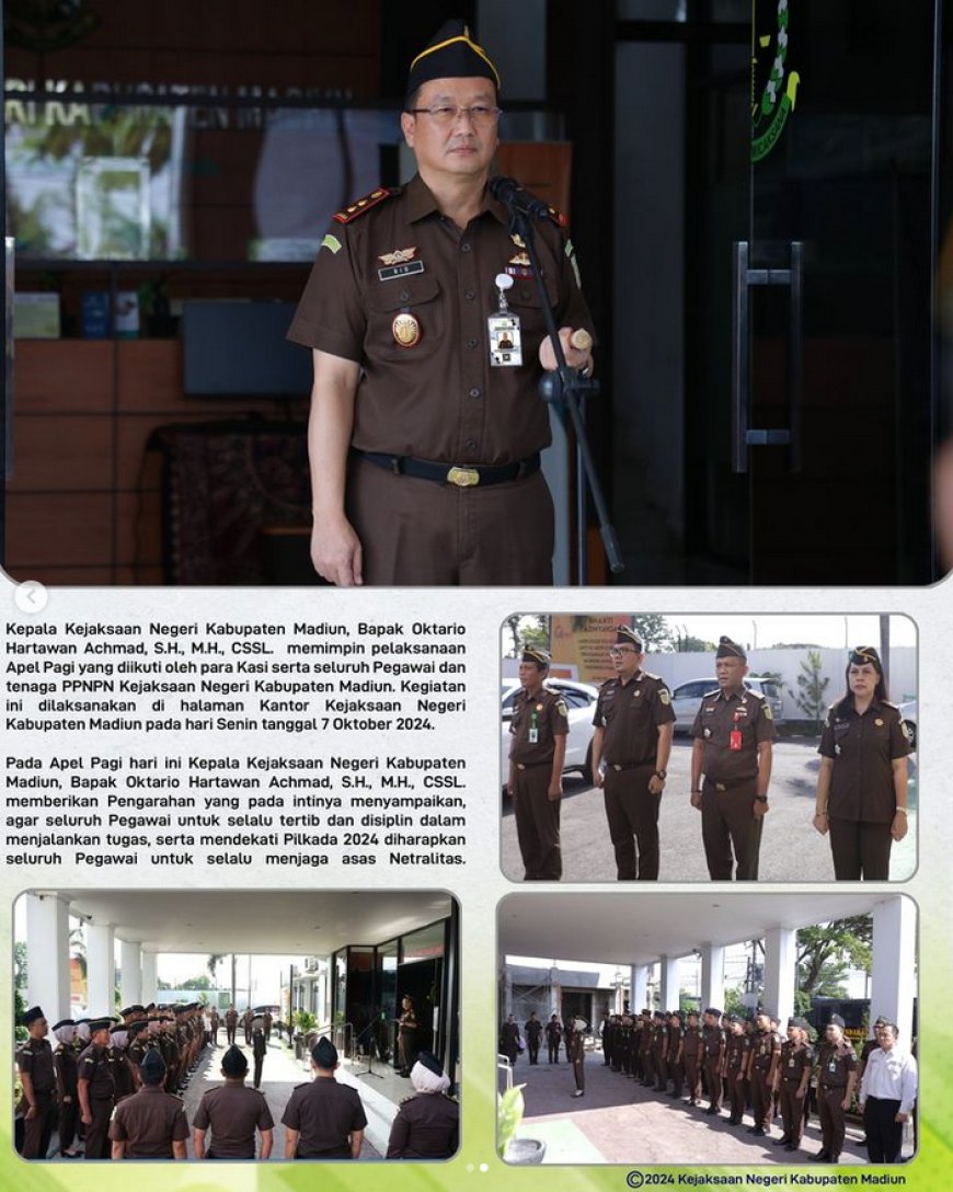 Apel Pagi yang dipimpin langsung oleh Kepala Kejaksaan Negeri Kabupaten Madiun