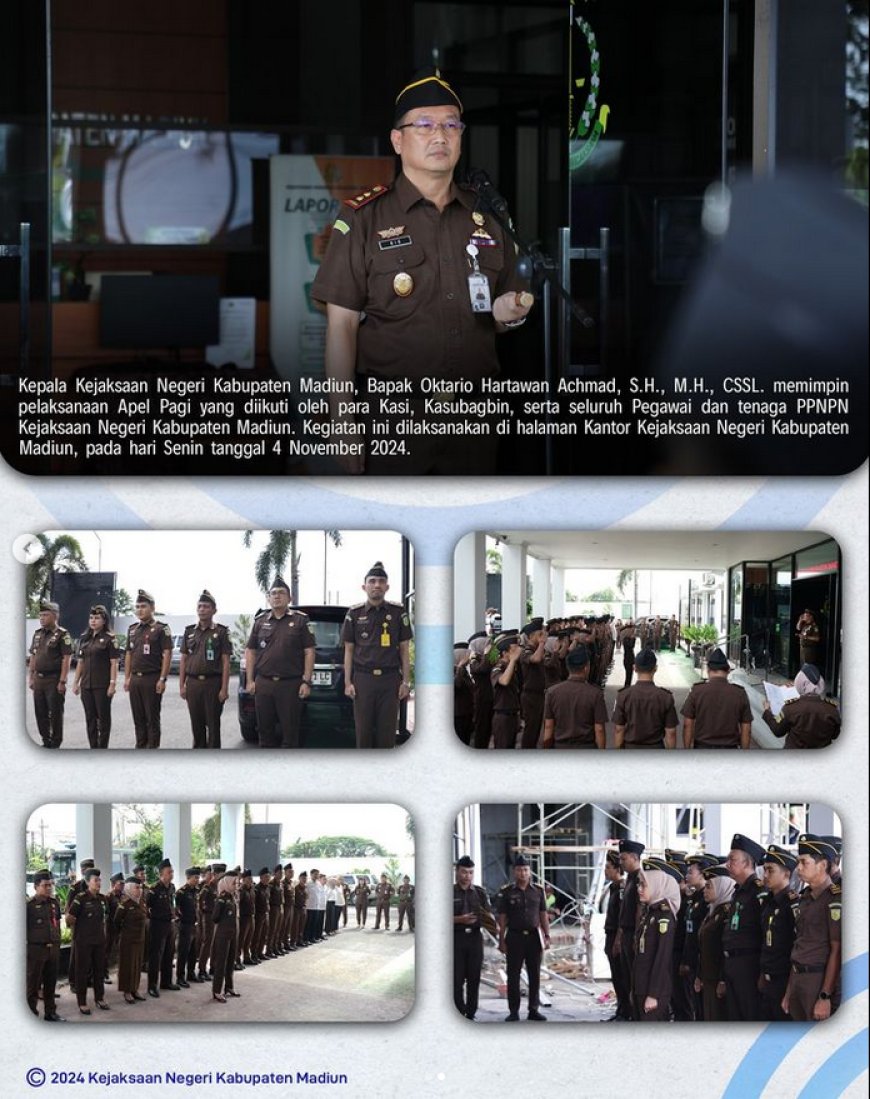 Apel Pagi yang dipimpin langsung oleh Kepala Kejaksaan Negeri Kabupaten Madiun