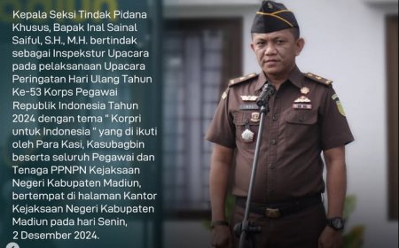 Upacara pada pelaksanaan Upacara Peringatan Hari Ulang Tahun Ke-53 Korps Pegawai Republik Indonesia Tahun 2024