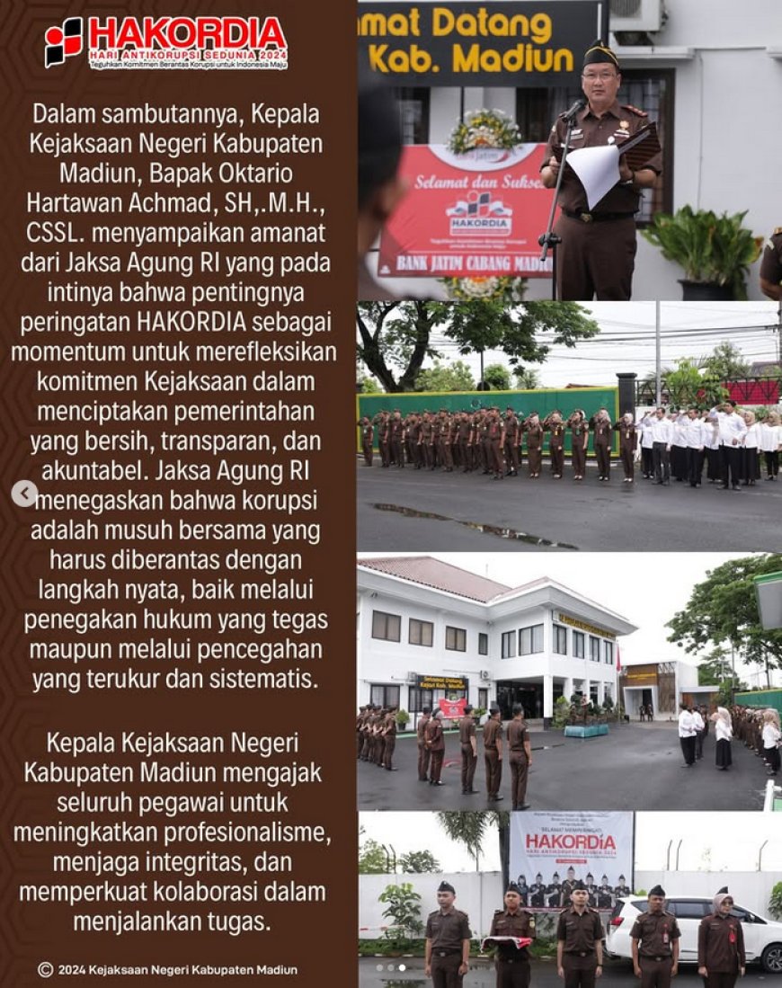 Upacara Peringatan Hari Anti Korupsi Sedunia (Hakordia) Tahun 2024