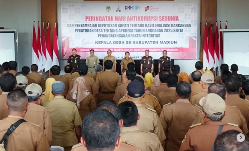 Kegiatan Peringatan Hari Anti Korupsi Sedunia Tahun 2024 dan Penyampaian Keputusan Bupati tentang Hasil Evaluasi Rancangan Peraturan Desa tentang APB Desa