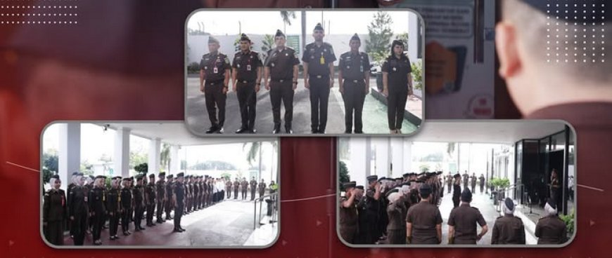 Kepala Kejaksaan Negeri Kabupaten Madiun, Bapak Oktario Hartawan Achmad, S.H., M.H., CSSL. memimpin pelaksanaan Apel Pagi