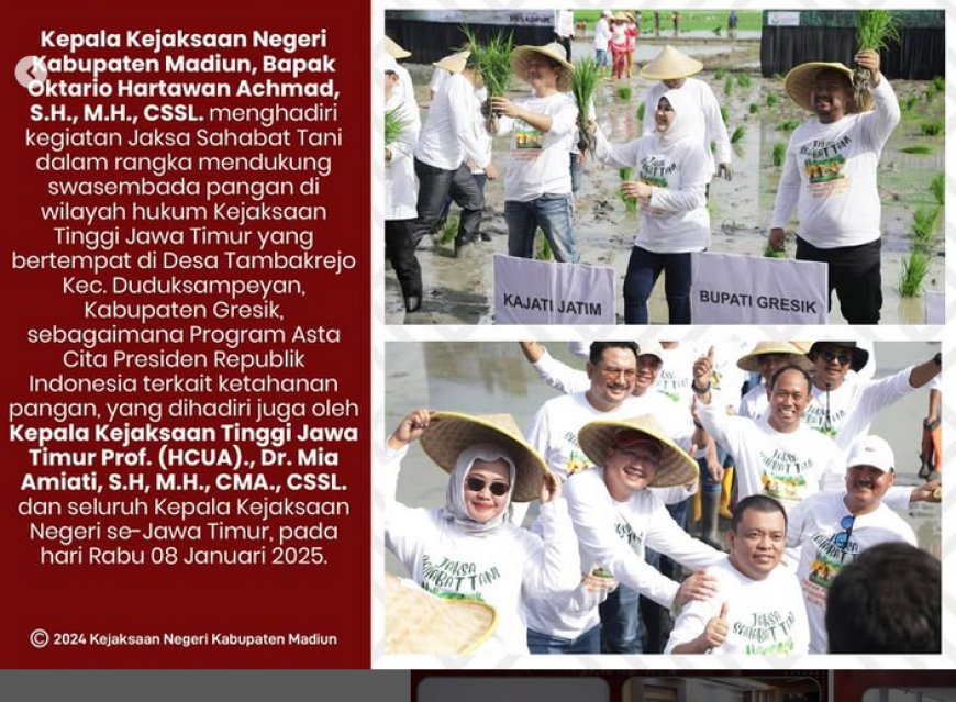 Kepala Kejaksaan Negeri Kabupaten Madiun, Bapak Oktario Hartawan Achmad, S.H., M.H., CSSL. menghadiri kegiatan Jaksa Sahabat Tani