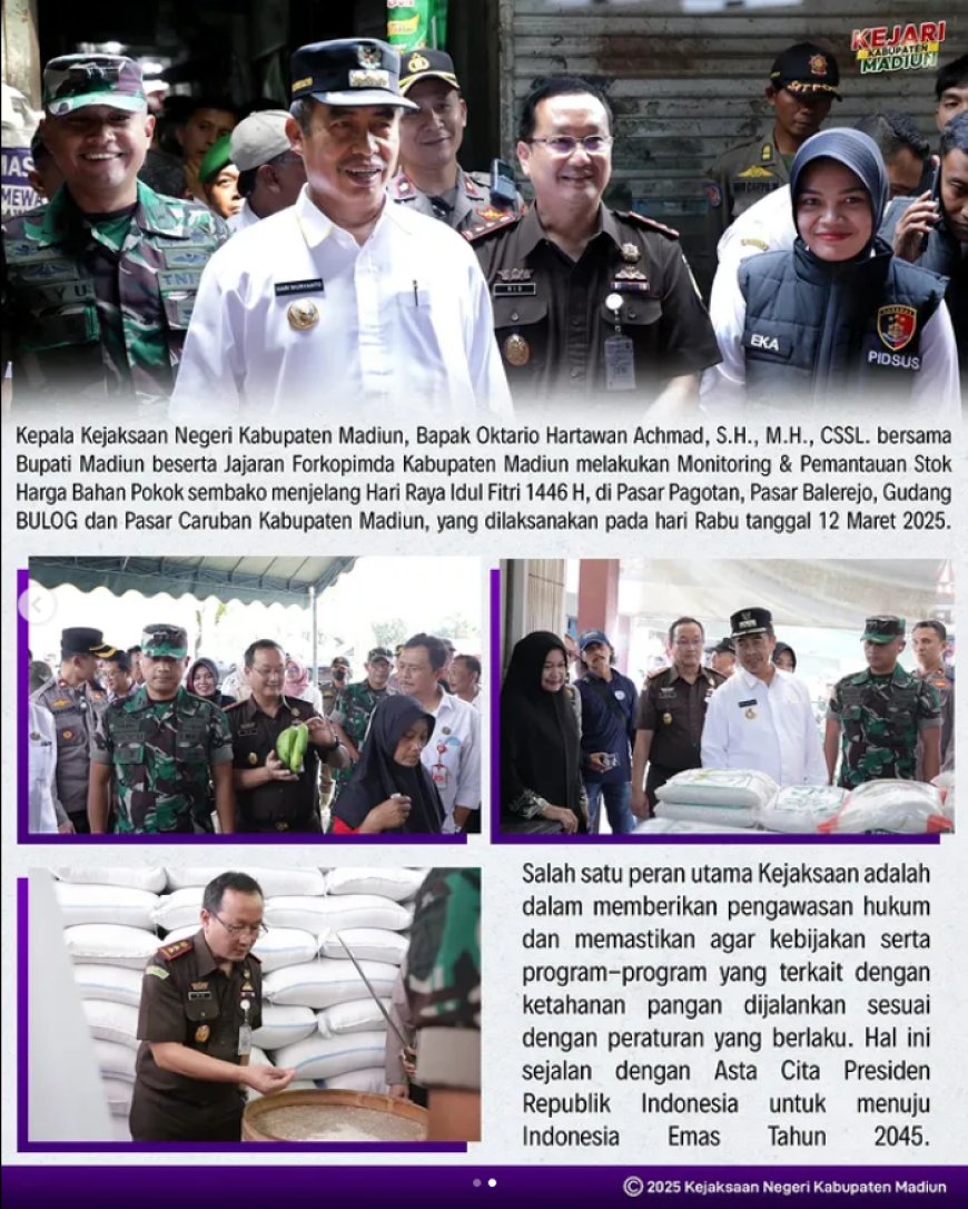 Monitoring Pemantauan Stok dan Harga Bahan Pokok sembako menjelang Hari Raya Idul Fitri 1446 H