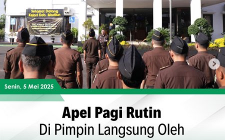 Kepala Kejaksaan Negeri Kabupaten Madiun, Bapak Oktario Hartawan Achmad, S.H., M.H., CSSL. memimpin pelaksanaan Apel Pagi