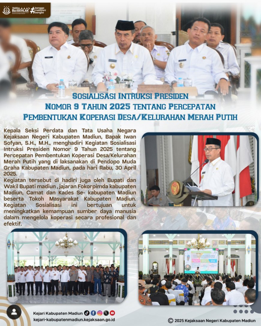 Sosialisasi Intruksi Presiden Nomor 9 Tahun 2025 tentang Percepatan Pembentukan Koperasi Desa/Kelurahan Merah Putih