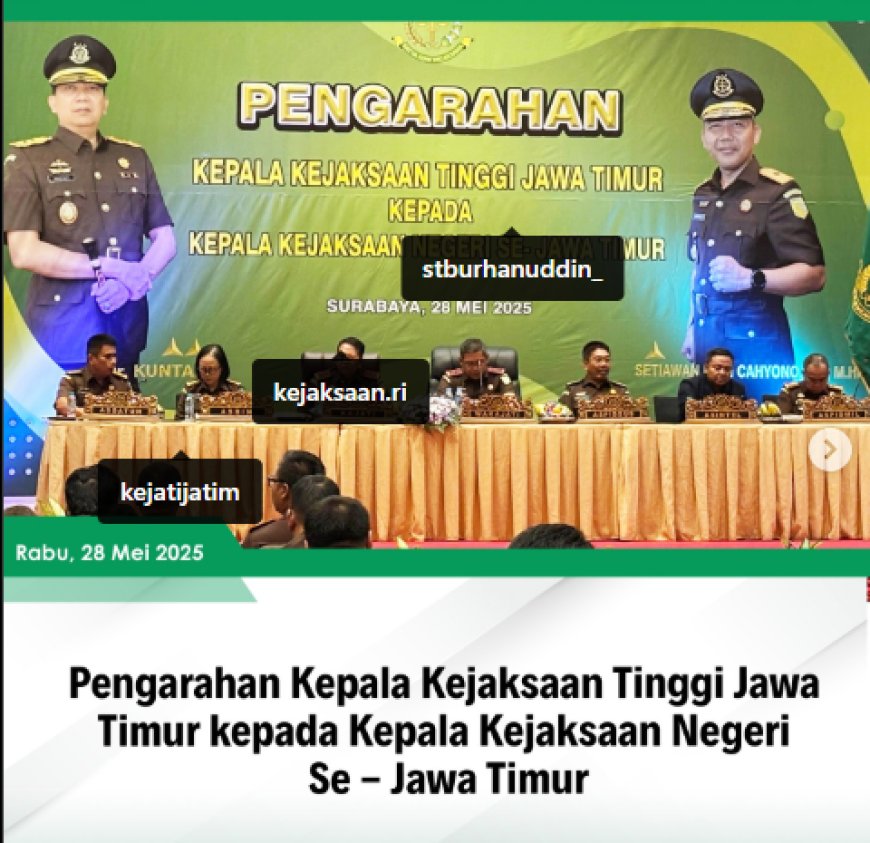 Pengarahan Kepala Kejaksaan Tinggi Jawa Timur kepada Kepala Kejaksaan Negeri Se Jawa Timur
