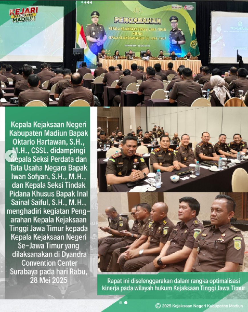 Pengarahan Kepala Kejaksaan Tinggi Jawa Timur kepada Kepala Kejaksaan Negeri Se Jawa Timur