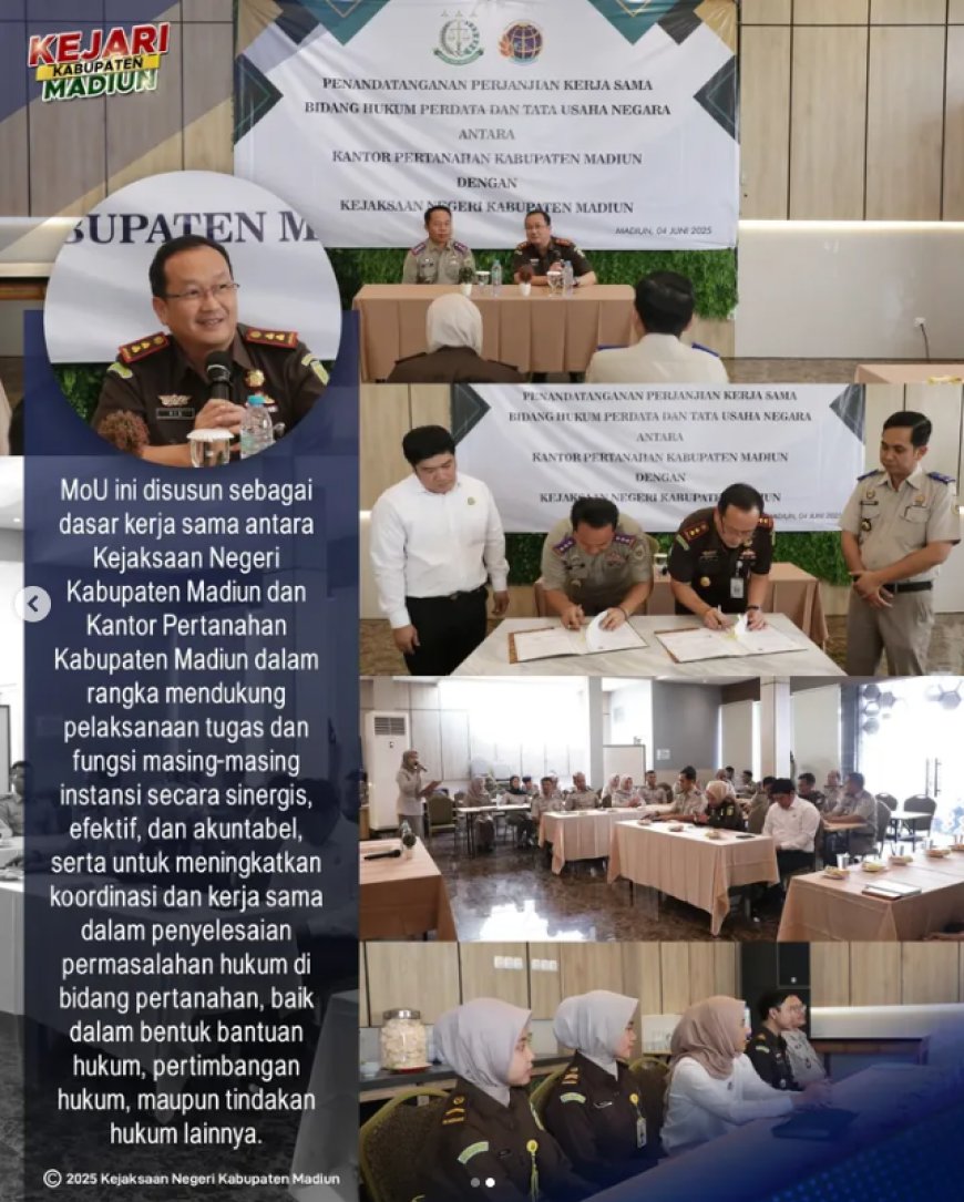 Penandatanganan Perjanjian Kerjasama antara Kejaksaan Negeri Kabupaten Madiun dengan Kantor Pertanahan Kabupaten Madiun