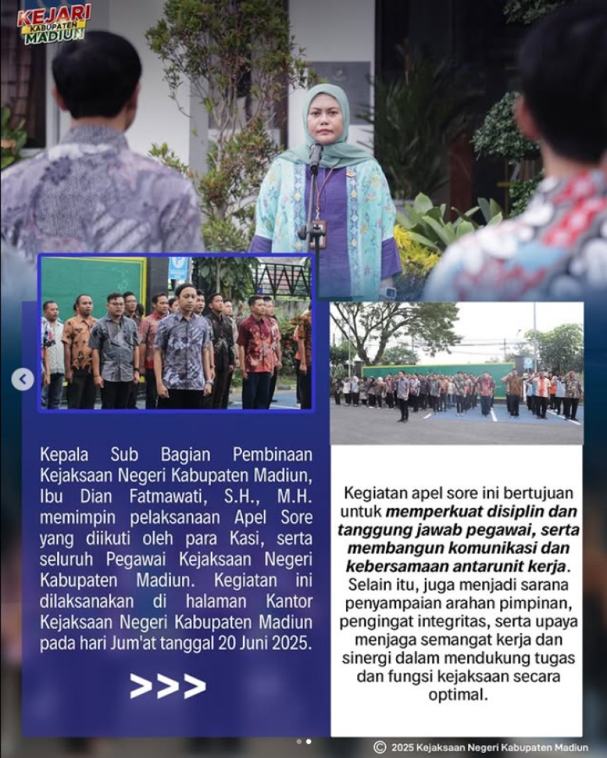 Apel Sore Rutin yang di pimpin oleh Kepala Sub Bagian Pempinaan