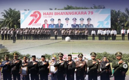 Upacara dan Syukuran Peringatan HUT Bhayangkara ke-79 Tahun 2025 Polres Madiun