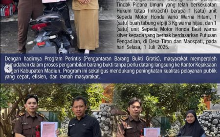 Pengembalian barang bukti dari 2 (dua) perkara Tindak Pidana Umum