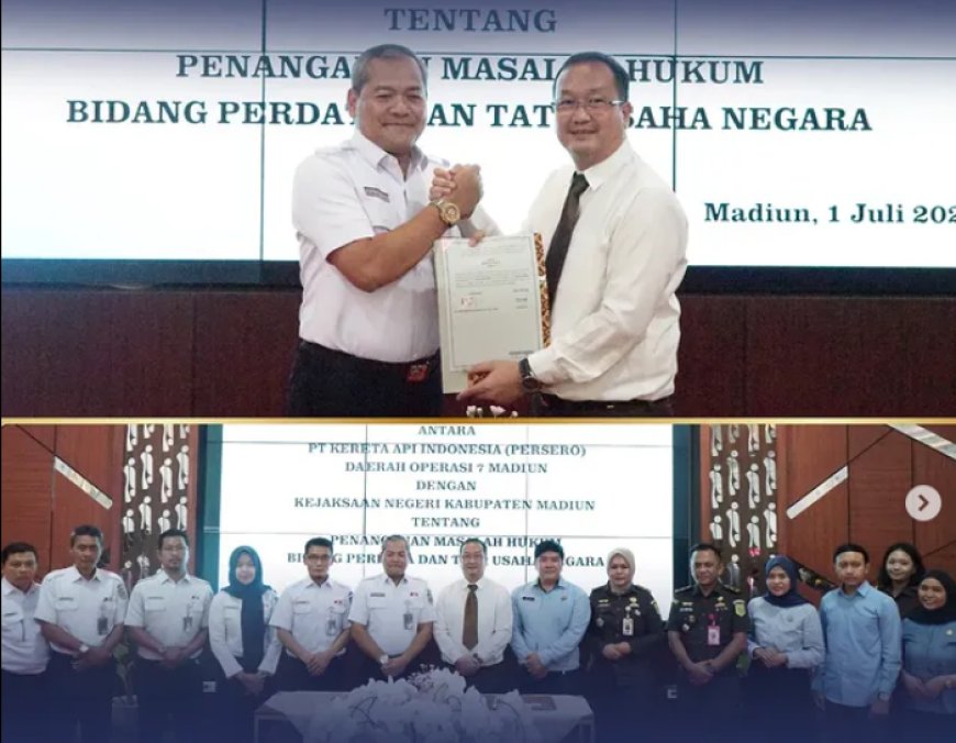 Penandatanganan Perjanjian Kerjasama antara Kejaksaan Negeri Kabupaten Madiun dengan PT KAI Daop 7 Madiun