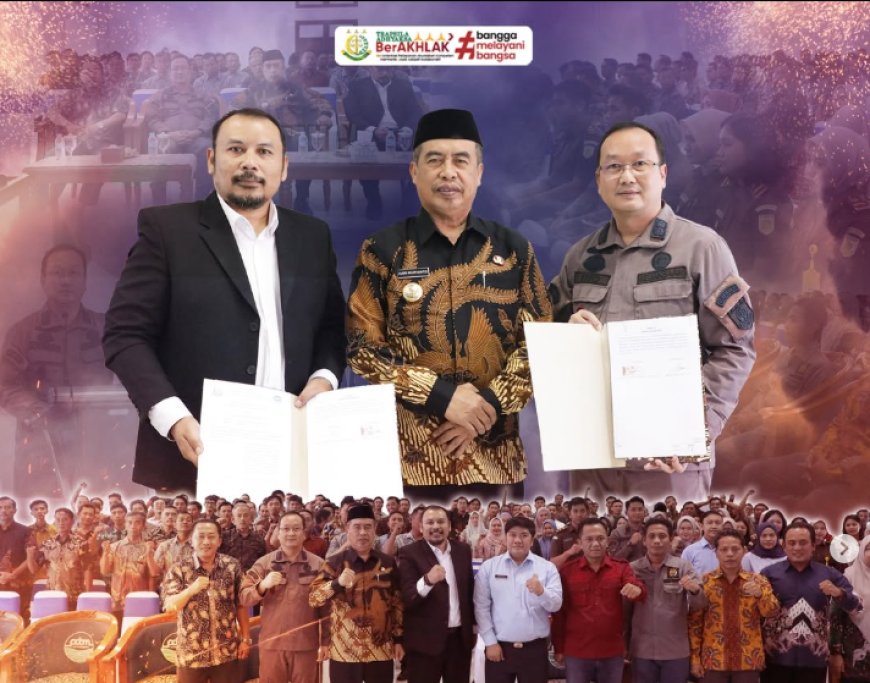 Penandatanganan Perjanjian Kerjasama Dalam Bidang Pedata dan Tata Usaha Negara Antara Kejaksaan Negeri Kabupaten Madiun dengan Perumdam Tirta Dharma Purabaya Kabupaten Madiun