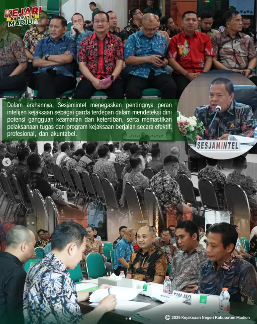 Monitoring, Supervisi, dan Evaluasi Kinerja Bidang Intelijen di Aula Kejaksaan Tinggi Jawa Timur