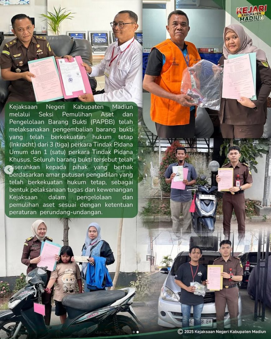 Pengembalian Barang Bukti Perkara Tindak Pidana Umum dan Tindak Pidana Khusus