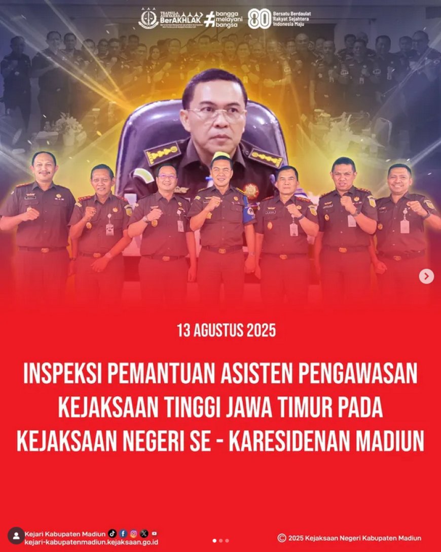 Inspeksi Pemantauan oleh Asisten Pengawasan Kejaksaan Tinggi Jawa Timur terhadap wilayah Kejaksaan Negeri se-Karesidenan Madiun.
