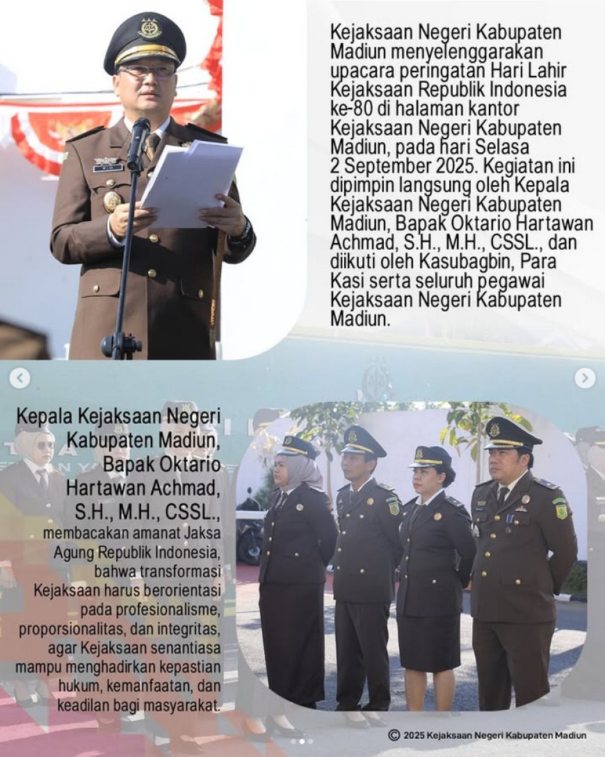 Upacara peringatan Hari Lahir Kejaksaan Republik Indonesia ke-80