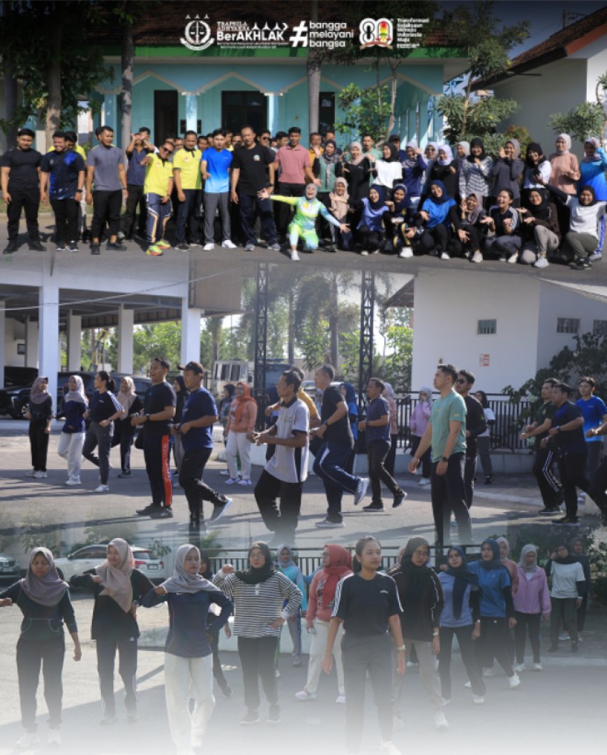 Senam Sehat yang dilaksanakan di halaman Kantor Kejaksaan Negeri Kabupaten Madiun.