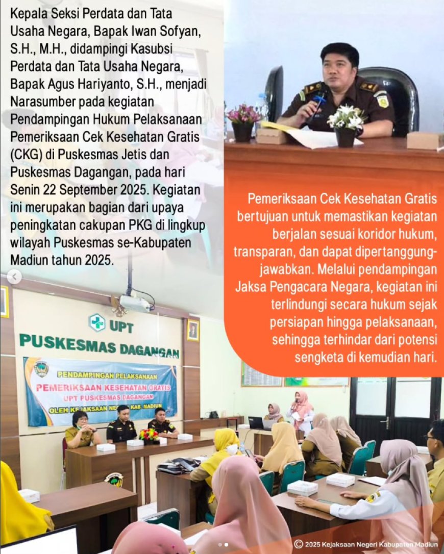 Pendampingan Hukum Pelaksanaan Pemeriksaan Cek Kesehatan Gratis (CKG) di Puskesmas Jetis dan Puskesmas Dagangan