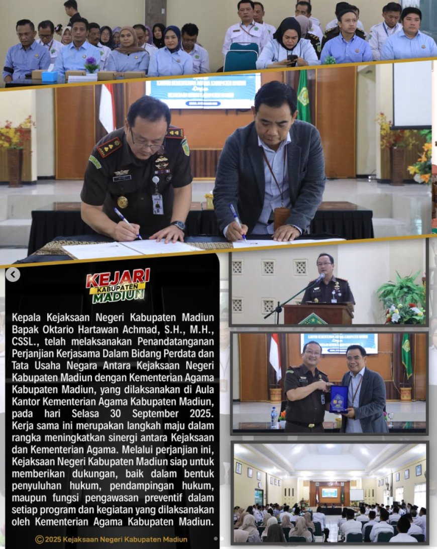 MOU Dalam Bidang Perdata dan Tata Usaha Negara Antara Kejaksaan Negeri Kabupaten Madiun dengan Kementerian Agama Kabupaten Madiun