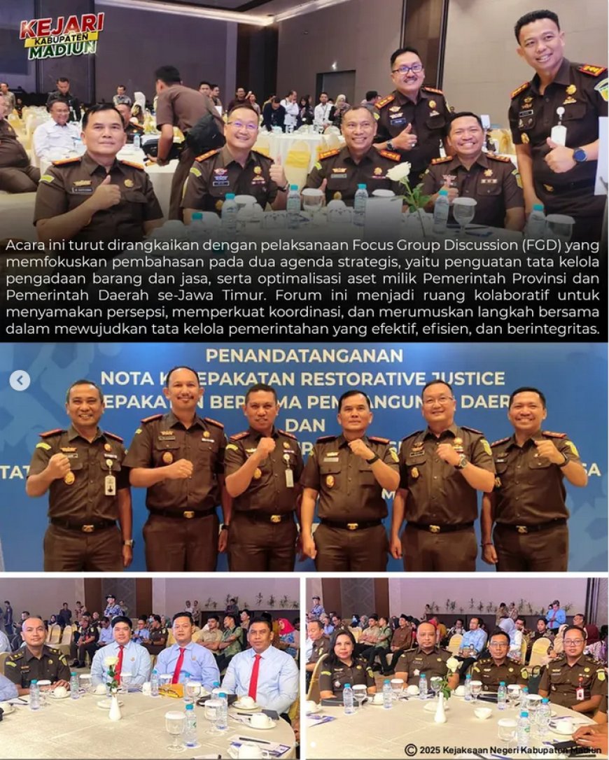 Penandatanganan Perjanjian Kerja Sama antara Pemerintah Provinsi Jawa Timur dengan Kejaksaan Tinggi Jawa Timur, serta antara Pemerintah Kabupaten/Kota dengan Kejaksaan Negeri se-Jawa Timur.