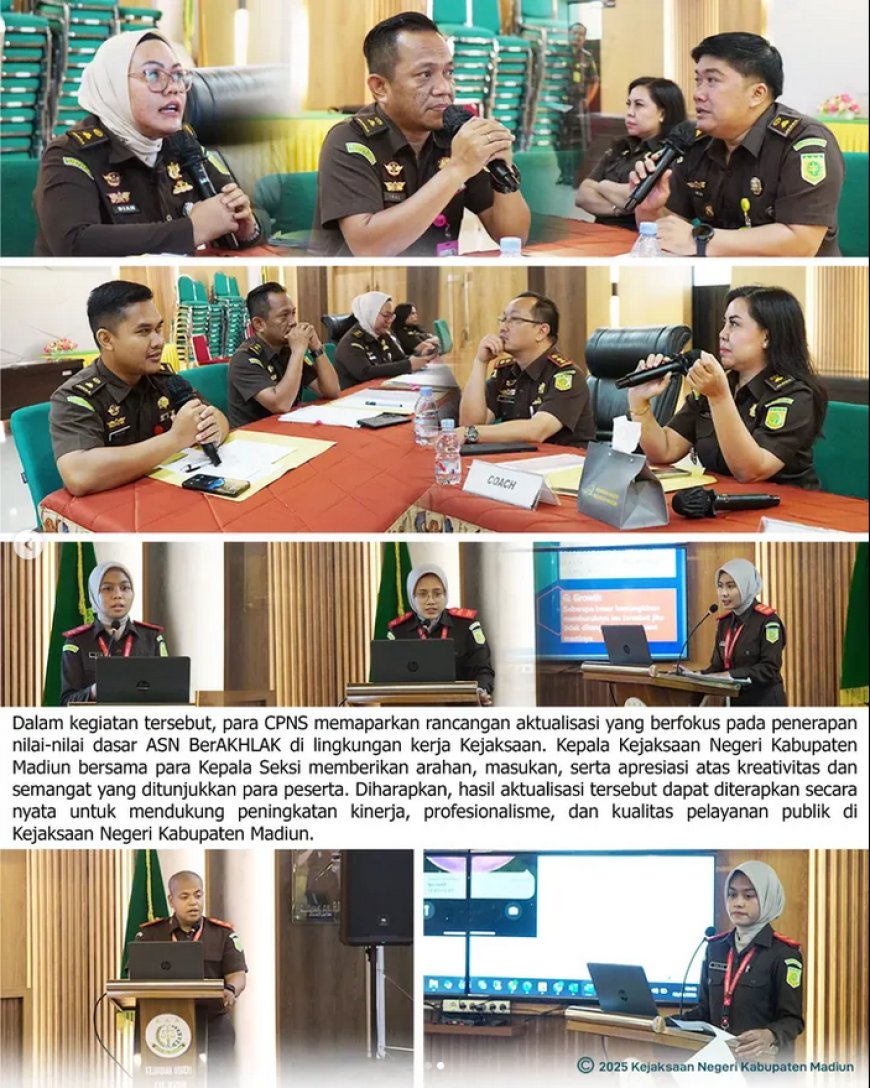 Pemaparan Rancangan Aktualisasi oleh CPNS Golongan II Kejaksaan Negeri Kabupaten Madiun Tahun 2025