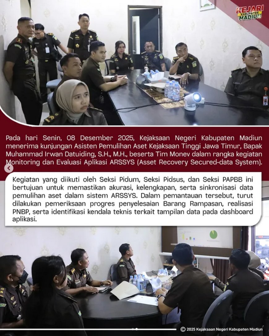 Kejaksaan Negeri Kabupaten Madiun menerima kunjungan Asisten Pemulihan Aset Kejaksaan Tinggi Jawa Timur