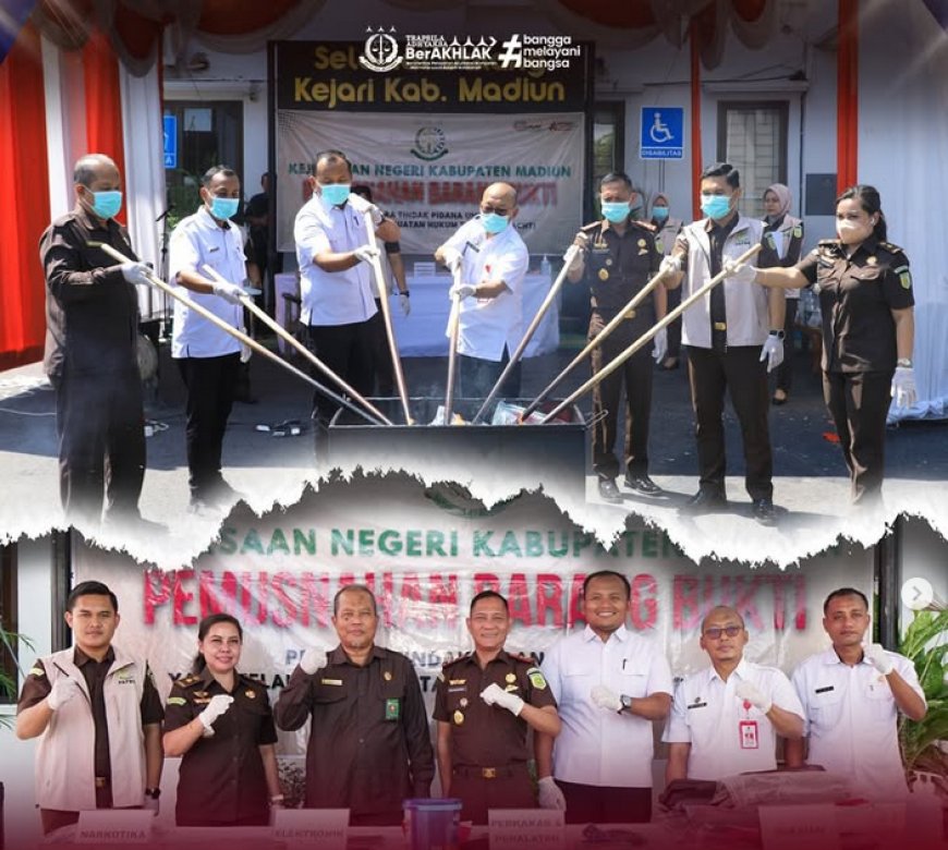 Kejaksaan Negeri Kabupaten Madiun Melaksanakan Pemusnahan Barang Bukti Tindak Pidana Umum yang Telah Berkekuatan Hukum Tetap (Inkracht)