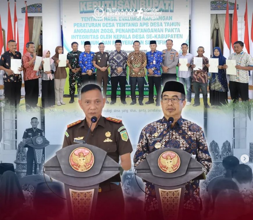 Penyampaian Keputusan Bupati Madiun tentang Hasil Evaluasi Rancangan Peraturan Desa mengenai APBDes Tahun Anggaran 2026.