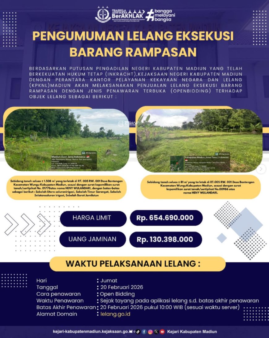 PENGUMUMAN LELANG EKSEKUSI BARANG RAMPASAN