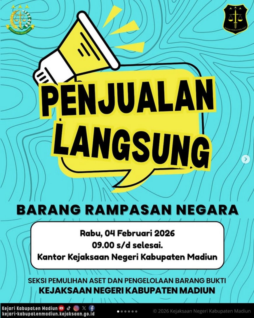 PENGUMUMAN PENJUALAN LANGSUNG BARANG RAMPASAN NEGARA