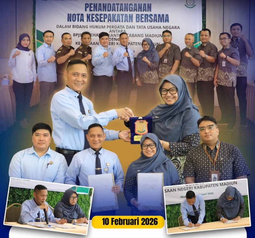 Penandatanganan Perjanjian Kerjasama Antara Kejaksaan Negeri Kabupaten Madiun dengan BPJS Kesehatan Cabang Madiun
