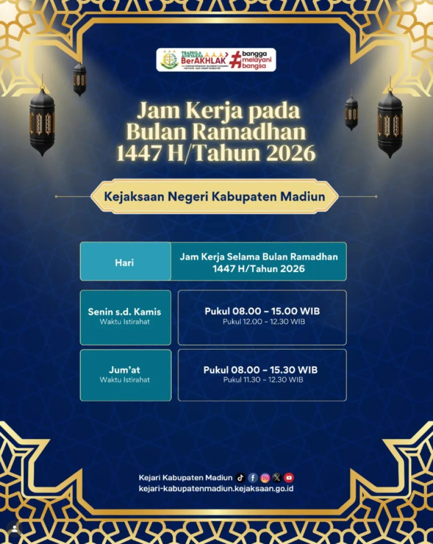 Jam Kerja Kejaksaan Negeri Kabupaten Madiun Selama Bulan Ramadhan