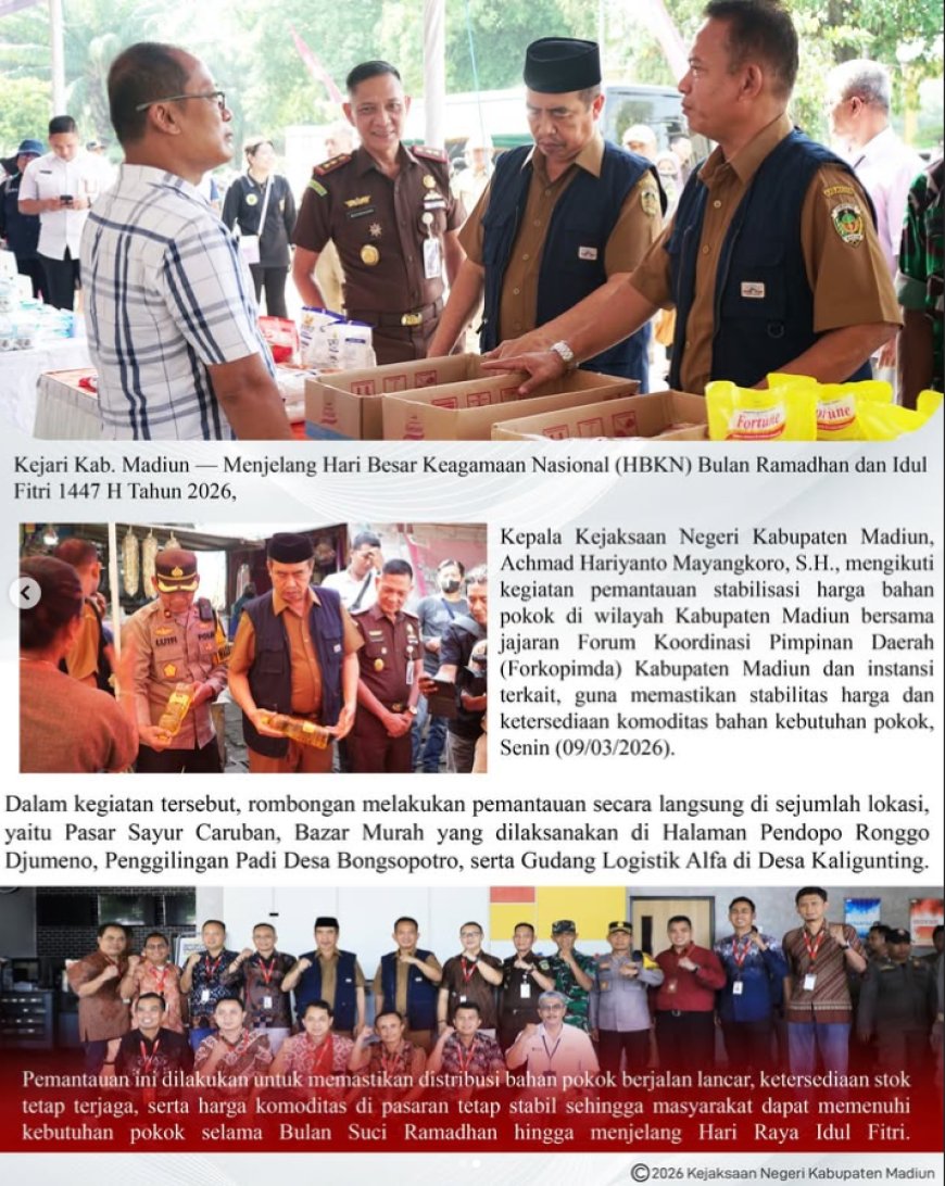 Pemantauan stabilisasi harga bahan pokok di wilayah Kabupaten Madiun