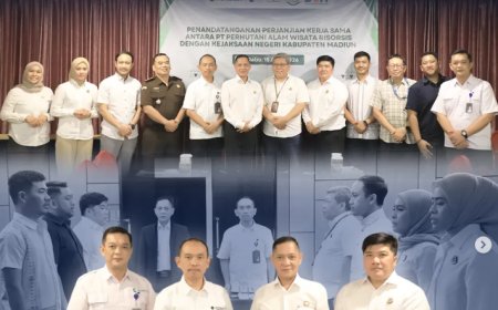 Penandatanganan Perjanjian Kerja Sama dalam Bidang Perdata dan Tata Usaha Negara antara Kejaksaan Negeri Kabupaten Madiun dengan PT Perhutani Alam Wisata Risorsis