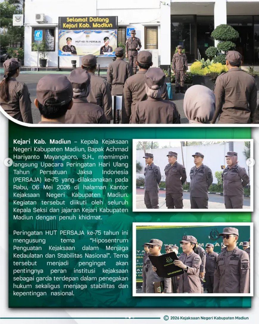 Upacara Peringatan Hari Ulang Tahun Persatuan Jaksa Indonesia (PERSAJA) ke-75