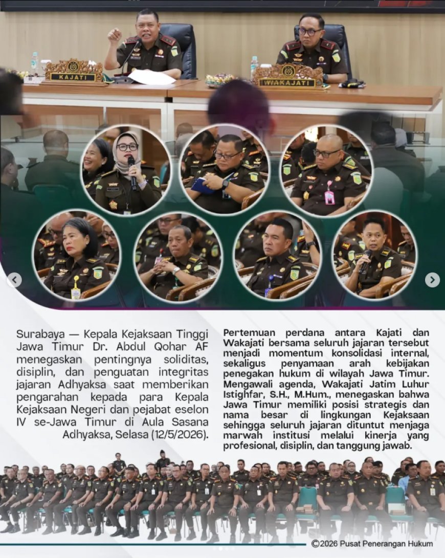 Kajati Jatim Satukan Langkah Kajari dan Jajaran se-Jatim, Kirim Pesan Kuat soal Penegakan Hukum