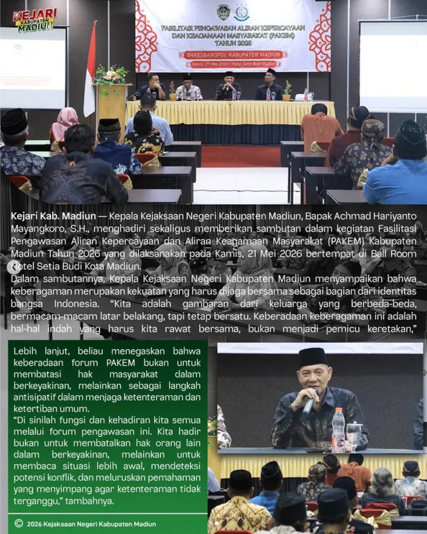 Fasilitasi Pengawasan Aliran Kepercayaan dan Aliran Keagamaan Masyarakat (PAKEM) Kabupaten Madiun Tahun 2026