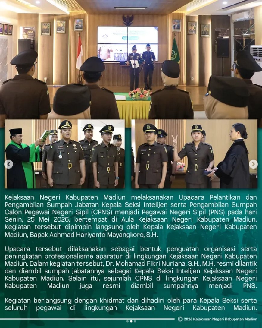 Upacara Pelantikan dan Pengambilan Sumpah Jabatan Kepala Seksi Intelijen serta Pengambilan Sumpah CPNS menjadi PNS