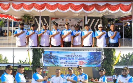 Peresmian Tribun 'Tathya Dharaka' Polres Madiun dan Pembukaan Turnamen Sepak Bola U-40 Dalam Rangka Hari Bhayangkara ke-80