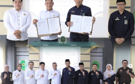 Penandatanganan Perjanjian Kerja Sama (PKS) di Bidang Perdata dan Tata Usaha Negara yang bertempat di Kantor Pengadilan Agama Kabupaten Madiun