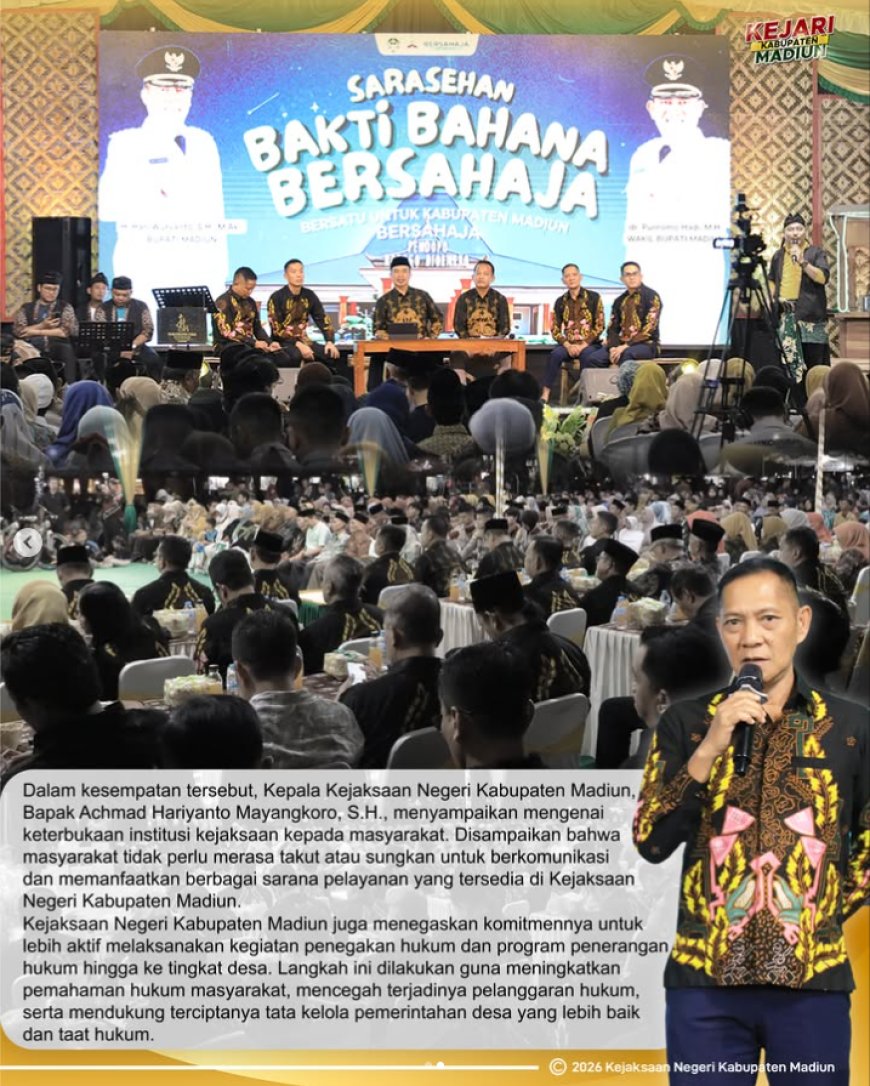 Kepala Kejaksaan Negeri Kabupaten Madiun Menghadiri Bakti Harmoni Madiun Bersih, Sehat, dan Sejahtera (Bahana Bersahaja) Tahun 2026