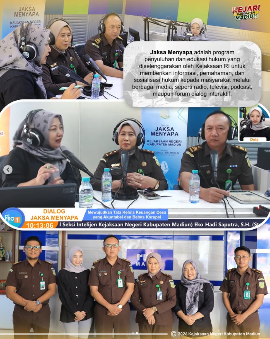Kejaksaan Negeri Kabupaten Madiun kembali hadir menyapa masyarakat melalui program siaran interaktif "Jaksa Menyapa"